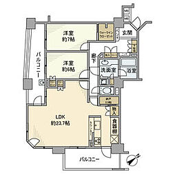 中落合パークホームズ 2LDKの間取図画像