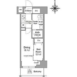 COMFORIALIV下落合 1DKの間取図画像