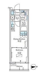 パークアクシス新宿百人町 1DKの間取図画像