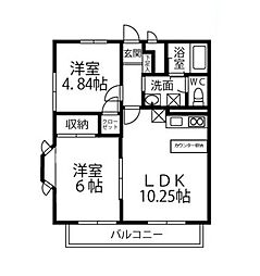 フローラ中落合 2LDKの間取図画像