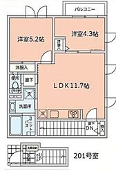 富士ハイツ 2LDKの間取図画像