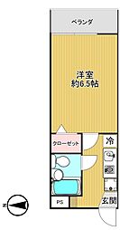 グランメール松下 1Kの間取図画像
