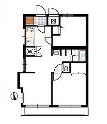 毎日落合マンション 2LDKの間取図画像