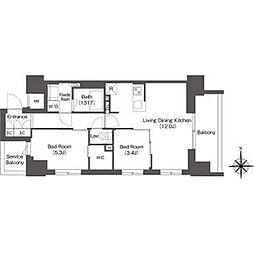 コンフォリア東新宿 2LDKの間取図画像