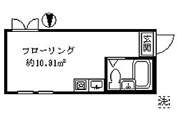 JR中央線 高円寺駅 徒歩7分の賃貸アパート 2階ワンルームの間取り