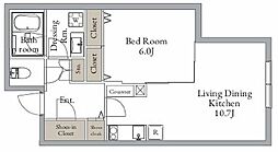 JR総武線 西荻窪駅 徒歩7分の賃貸マンション 1階1LDKの間取り
