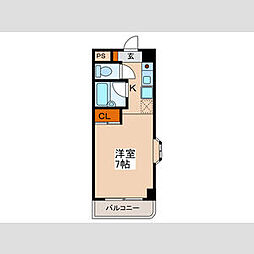 京王井の頭線 富士見ヶ丘駅 徒歩10分の賃貸マンション 2階1Kの間取り
