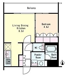 東京メトロ東西線 中野駅 徒歩9分の賃貸マンション 2階1LDKの間取り