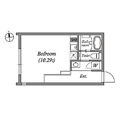 東京メトロ丸ノ内線 新高円寺駅 徒歩4分の賃貸マンション 4階ワンルームの間取り