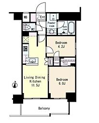 JR中央線 高円寺駅 徒歩8分の賃貸マンション 1階2LDKの間取り