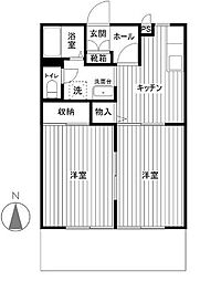 西武新宿線 上井草駅 徒歩16分の賃貸アパート 2階2DKの間取り