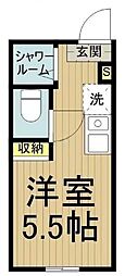 JR総武線 東中野駅 徒歩5分の賃貸アパート 1階ワンルームの間取り