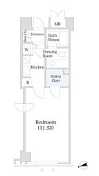 東京メトロ丸ノ内線 中野坂上駅 徒歩1分の賃貸マンション 21階ワンルームの間取り