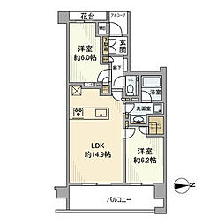 東京メトロ丸ノ内線 中野富士見町駅 徒歩12分の賃貸マンション 2階2LDKの間取り