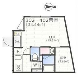 中野区中野3丁目マンション 1LDKの間取図画像
