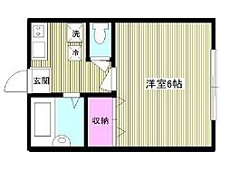 リバティ・エル 1Kの間取図画像
