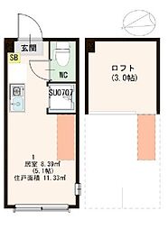 ハーモニーテラス西荻南 ワンルームの間取図画像