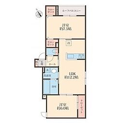 UTENA TERRACE 2LDKの間取図画像