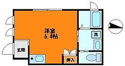 アヴァンテ武蔵小杉 1階ワンルームの間取り
