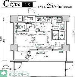 MAXIV武蔵新城TRE 1Kの間取図画像