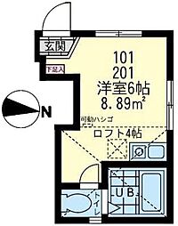 ユナイト下末吉デュエルマスター ワンルームの間取図画像