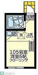 ユナイト白楽シルヴィバレンタイン ワンルームの間取図画像