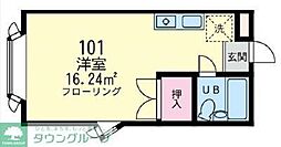 キャッスル旭ケ丘B ワンルームの間取図画像