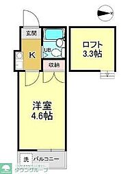 ソリテア綱島 1Kの間取図画像