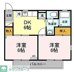 ハイツグランバレー 2DKの間取図画像