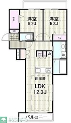 メルベーユ 都筑 2LDKの間取図画像