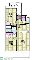 ヨコハマオールパークスザ・フォレストL棟 2LDKの間取図画像
