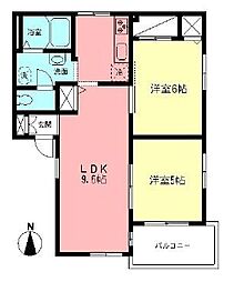 ディアコートA 2LDKの間取図画像