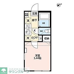 プレリア妙蓮寺 1Kの間取図画像