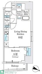 プライムブリス板橋本町 5階1LDKの間取り