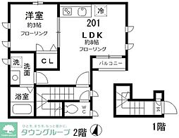 レフィナード千川 2階1DKの間取り