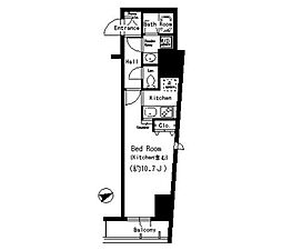 コンフォリア要町 8階ワンルームの間取り