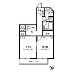 東京メトロ副都心線 平和台駅 徒歩13分の賃貸マンション 1階2Kの間取り