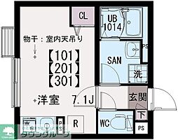 イクシオ中村 ワンルームの間取図画像