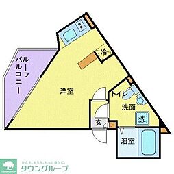 東急目黒線 田園調布駅 徒歩7分の賃貸マンション 3階ワンルームの間取り