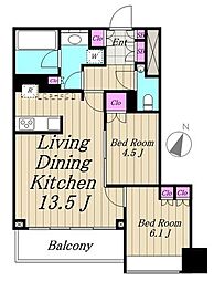 ザ・パークハウス三軒茶屋タワー 7階2LDKの間取り