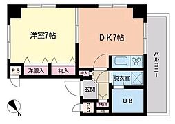 JR山手線 目黒駅 徒歩9分の賃貸マンション 2階1DKの間取り