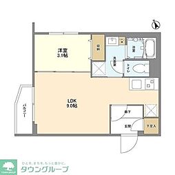 都営浅草線 馬込駅 徒歩5分の賃貸マンション 3階1LDKの間取り