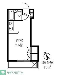 都営浅草線 戸越駅 徒歩8分の賃貸マンション 1階ワンルームの間取り