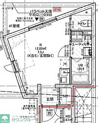 都営浅草線 馬込駅 徒歩9分の賃貸マンション 5階ワンルームの間取り