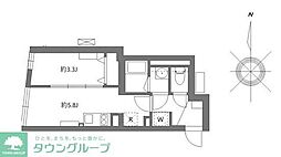 東急田園都市線 駒沢大学駅 徒歩21分の賃貸マンション 3階1DKの間取り