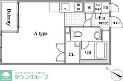 JR山手線 目黒駅 徒歩7分の賃貸マンション 3階ワンルームの間取り