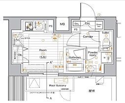 東急大井町線 戸越公園駅 徒歩5分の賃貸マンション 3階ワンルームの間取り