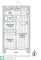 東急目黒線 新丸子駅 徒歩12分の賃貸マンション 3階2LDKの間取り