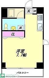 東急目黒線 武蔵小山駅 徒歩4分の賃貸マンション 3階ワンルームの間取り
