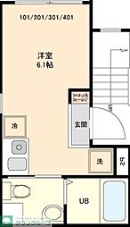 大田区北千束2丁目マンション ワンルームの間取図画像